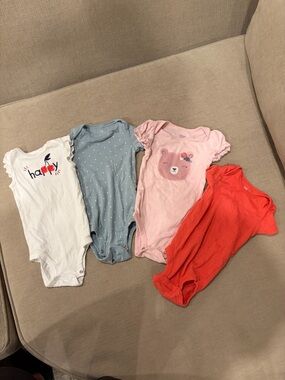 Carter's Short-Sleeve Onesie Set - White, Blue, Pink, Coral